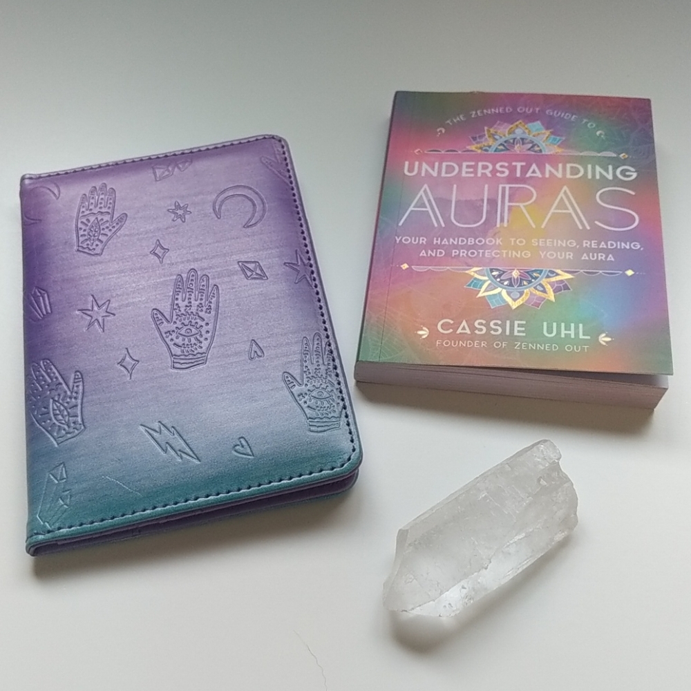 $15 Sale!!! Aura Book, Vegan Leather Wallet & Quartz Crystal
